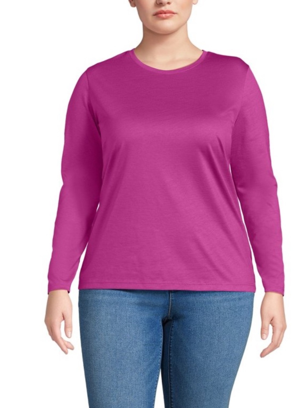 *NWT* Lands' End Supima Raspberry Sorbet L/S V Neck T-Shirt - Size 1X